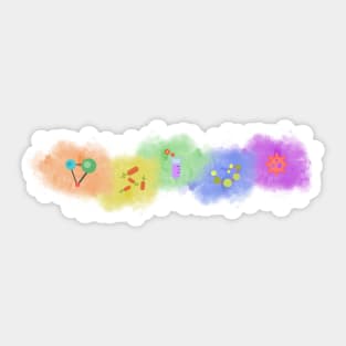 Microbiology Rainbow Science Icons Sticker